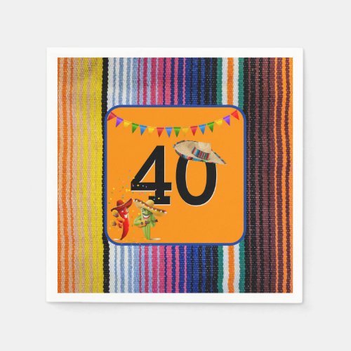40th Birthday Mexican Design Napkins