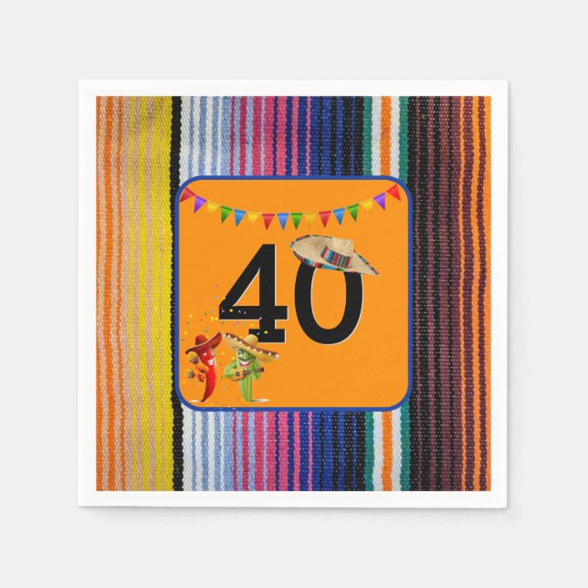 40th Birthday Mexican Design Napkins (Front)