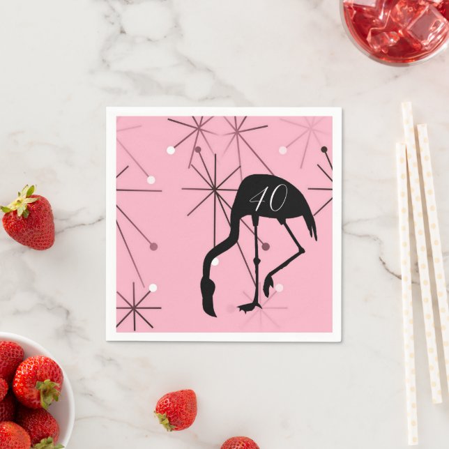40th Birthday MidCentury Modern Atomic Starburst Napkins (Insitu)