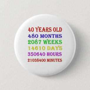 40th Birthday Milestones Button