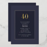 40th Birthday Minimal Elegant Dark Gold Frame Foil Invitation<br><div class="desc">40th Birthday Minimal Elegant Dark Purple Gray Gold Frame Foil Birthday Party Invitation</div>