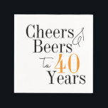 40th Birthday Modern Beers and Cheers Party Napkins<br><div class="desc">This is a cool and modern, 40th birthday party design. It is a simple, minimal design, in trending orange with black typography. Perfect for a cool and fun, 40th birthday party. This design is fully customizable, simply use the personalize this button to change the age, or the rest of the...</div>
