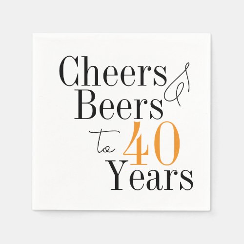 40th Birthday Modern Beers and Cheers Party Napkins