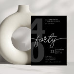 40th Birthday Modern Minimalist Black Gray  Invitation<br><div class="desc">Celebrate a milestone birthday in style with this modern and minimalist 40th birthday invitation. Featuring a monochromatic black design, this invitation is sure to make a statement. The sleek forty script adds a touch of sophistication to the design. Perfect for a gender-neutral celebration, this simple yet stylish invitation is ideal...</div>