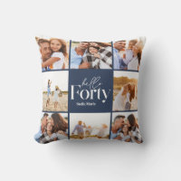 40th birthday modern navy blue photo collage