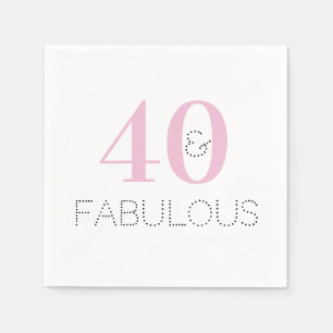 40th Birthday Modern Typography Pink Party Napkins