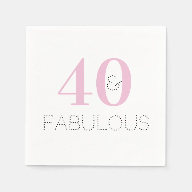 40th Birthday Modern Typography Pink Party Napkins (Front)