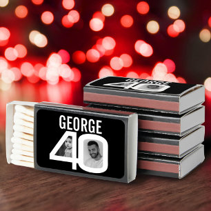 40th birthday monotone photo party favor gift matchboxes