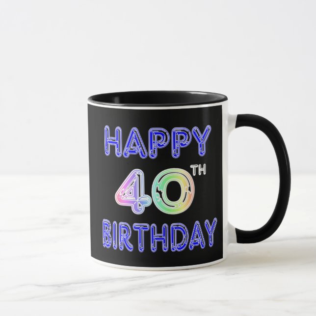40th Birthday Mug with Ballon Font (Right)