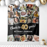 40th Birthday Multi Photo Backdrop<br><div class="desc">Modern 40th birthday backdrop featuring a stylish black background that can be changed to any color,  a 20 photo collage template of through the years,  the saying 'cheers to 40 years',  their name,  and the date.</div>