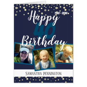 40th Birthday Multi Photo Confetti Card