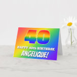 [ Thumbnail: 40th Birthday: Multicolored Rainbow Pattern # 40 Card ]