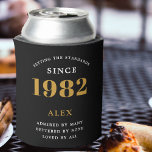40th Birthday Name 1982 Black Gold Elegant Chic Can Cooler<br><div class="desc">A personalized elegant can cooler that is easy to customize for that special birthday party occasion.</div>