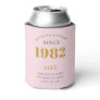 40th Birthday Name 1982 Pink Grey Elegant Chic Can Cooler