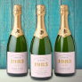 40th Birthday Name 1983 Pink Grey Elegant Chic Sparkling Wine Label