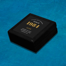 40th Birthday Name 1984 Black Gold Elegant Chic Gift Box