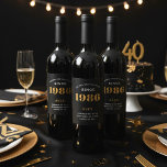 40th Birthday Name 1986 Black Gold Elegant Chic Wine Label<br><div class="desc">1986 Vintage 40th Birthday Black & Gold Elegant Wine Label. Celebrate your milestone with our exclusive 1986 Vintage 40th birthday wine label. The meticulously designed label with stunning black and gold hues effortlessly enhances the visual appeal of your favorite wine. The year 1986, prominently featured on the label, adds a...</div>
