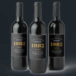 40th Birthday Name 1986 Black Gold Elegant Chic Wine Label<br><div class="desc">A personalized elegant wine label that is easy to customize for that special occasion.</div>