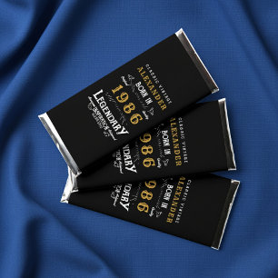 40th Birthday Name 1986 Black Gold Legend Hershey Bar Favors