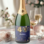 40th birthday navy blue gold stars photo sparkling wine label<br><div class="desc">40th Birthday Navy Blue & Gold Stars Custom Photo Wine Label Celebrate 40 in sparkling style! This elegant uneven colored navy blue wine label with faux gold stars is the perfect personalized touch for your milestone celebration. Featuring space for your custom photo, name, and party details, it turns any bottle...</div>