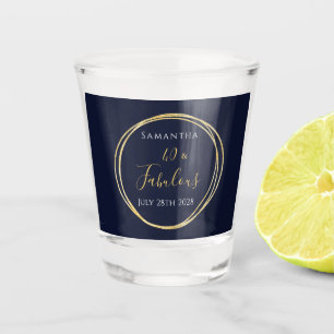 40th Birthday Navy Gold Personalized Party Favor Shot Glass