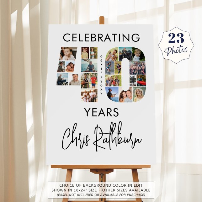 40th Birthday Number 40 23 Photo Collage Foam Board (Creator Uploaded)