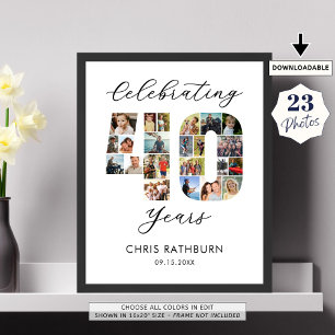 40th Birthday Number 40 23 Photo Collage Framed Art