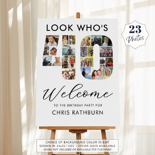 40th Birthday Number 40 23 Photos Look Who's 40 Foam Board