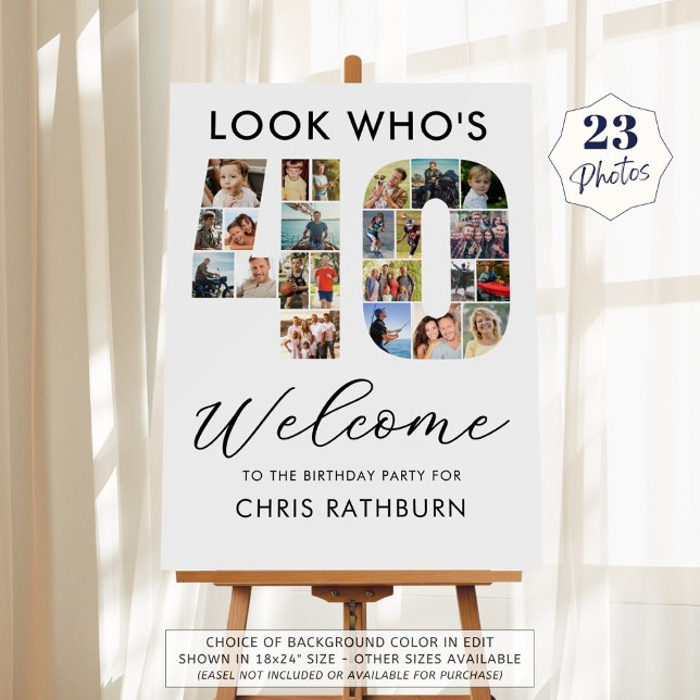 40th Birthday Number 40 23 Photos Look Who's 40 Foam Board (Creator Uploaded)