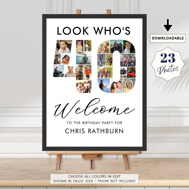 40th Birthday Number 40 23 Photos Look Who's 40 Poster (Creator Uploaded)