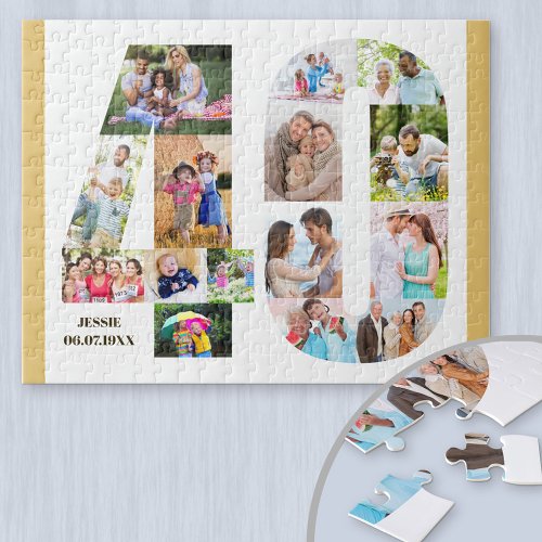 40th Birthday Number 40 Custom Photo Collage Jigsaw Puzzle