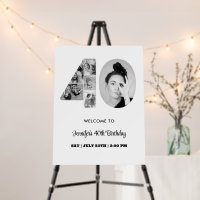 40th Birthday Number 40 Photo Collage Black White