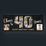 40th Birthday Number 40 Photo Collage Cheers Banner<br><div class="desc">40th Birthday Number 40 Photo Collage Cheers To 40 Years Banner with 25 Photos. Celebrate a 40th birthday with this custom color unique photo collage banner featuring the number 40 filled with 23 pictures, the title CHEERS TO 40 YEARS, to larger corner photos and your custom text (shown with HAPPY...</div>
