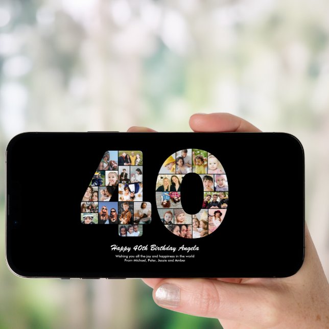 40th Birthday Number 40 Photo Collage Gift Poster (Front Digital)