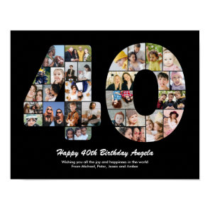 40th Birthday Number 40 Photo Collage Gift Poster