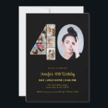 40th Birthday Number 40 Photo Collage Modern Black Invitation<br><div class="desc">Mark forty years of wonderful memories and adventures with this captivating 40th Birthday Number Photo Collage. This customizable template is the perfect blend of creativity and sentiment, allowing you to create a truly memorable gift for your loved one's special day. Capture the essence of incredible years in a single masterpiece...</div>