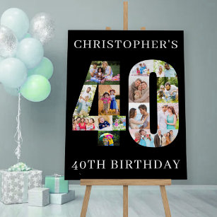 40th Birthday Number 40 Photo Collage Personalized Foam Board