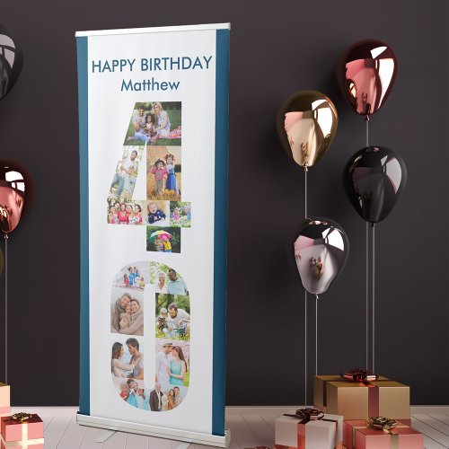 40th Birthday Number 40 Photo Collage Retractable Banner