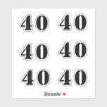 40th Birthday Number Forty Custom Age Color Black Sticker