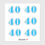 40th Birthday Number Forty Custom Age Color Blue Sticker
