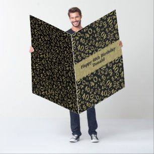 40th Birthday Number Pattern Black/Gold Jumbo Card