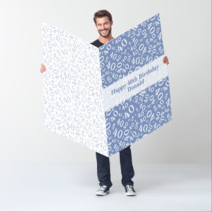 40th Birthday Number Pattern Blue/White Jumbo Card