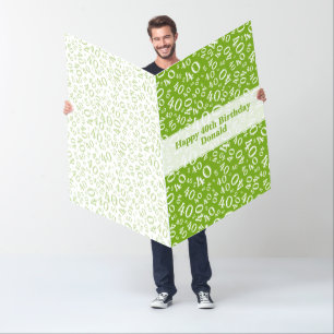 40th Birthday Number Pattern Green/White Jumbo Card