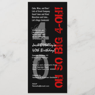 40th Birthday Oh So Big 4 Oh Red Black Tall W1482 Invitation