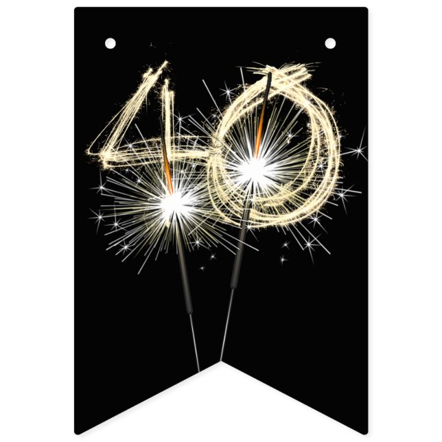 40th Birthday Or Anniversary Party Bunting Flags (First Flag)