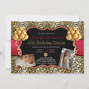 40th birthday or any age Leopard photo invitation