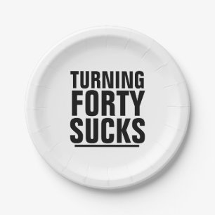 40TH BIRTHDAY PAPER PLATES, TURNING 40 SUCKS PLATES