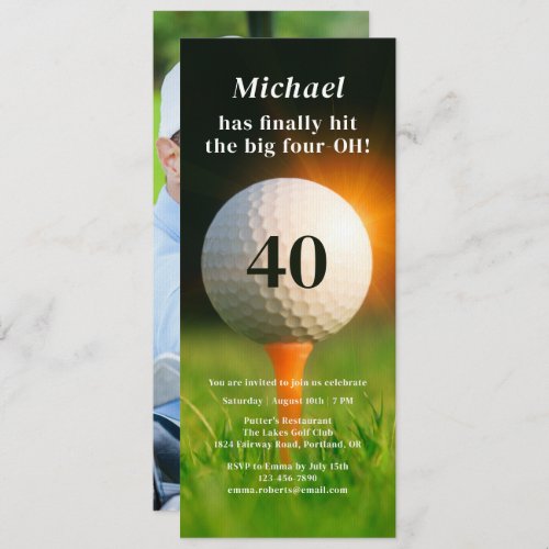 40th Birthday Party Adult Golf Forty Photo QR Code Invitation