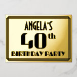 [ Thumbnail: 40th Birthday Party: Art Deco Look “40” and Name Invitation ]
