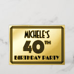 [ Thumbnail: 40th Birthday Party — Art Deco Style “40” & Name Invitation ]